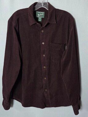 Woolrich Burgundy Corduroy Button Down Shirt Men's Medium